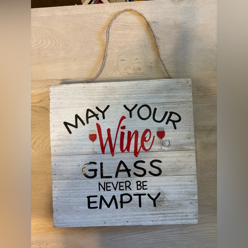 Rustic Wine Glass Wall Sign